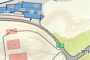 Kartbilde fra WMS-tjeneste av avviket