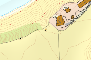 Kartbilde fra WMS-tjeneste av avviket