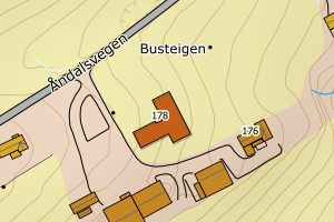 Kartbilde fra WMS-tjeneste av avviket