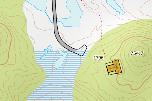 Kartbilde fra WMS-tjeneste av avviket