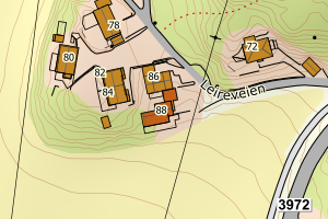 Kartbilde fra WMS-tjeneste av avviket