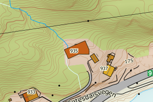 Kartbilde fra WMS-tjeneste av avviket