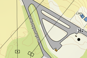 Kartbilde fra WMS-tjeneste av avviket