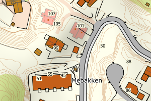 Kartbilde fra WMS-tjeneste av avviket
