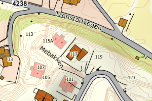 Kartbilde fra WMS-tjeneste av avviket