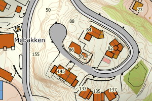 Kartbilde fra WMS-tjeneste av avviket