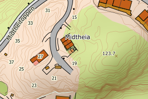 Kartbilde fra WMS-tjeneste av avviket