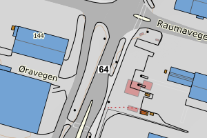 Kartbilde fra WMS-tjeneste av avviket