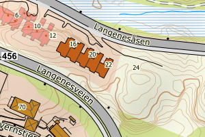 Kartbilde fra WMS-tjeneste av avviket