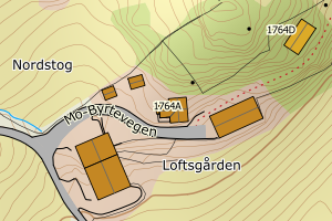 Kartbilde fra WMS-tjeneste av avviket