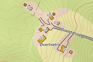 Kartbilde fra WMS-tjeneste av avviket