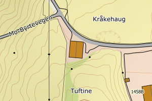 Kartbilde fra WMS-tjeneste av avviket