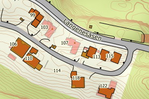Kartbilde fra WMS-tjeneste av avviket