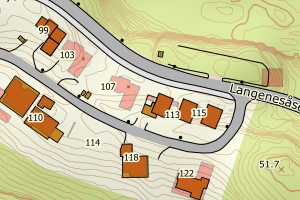 Kartbilde fra WMS-tjeneste av avviket