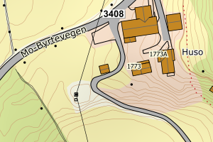 Kartbilde fra WMS-tjeneste av avviket