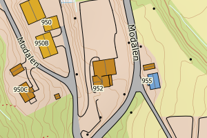Kartbilde fra WMS-tjeneste av avviket