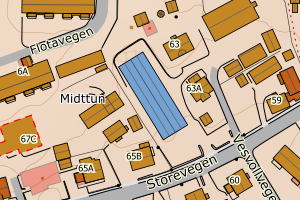 Kartbilde fra WMS-tjeneste av avviket