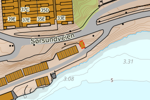 Kartbilde fra WMS-tjeneste av avviket
