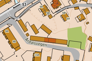 Kartbilde fra WMS-tjeneste av avviket