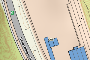 Kartbilde fra WMS-tjeneste av avviket