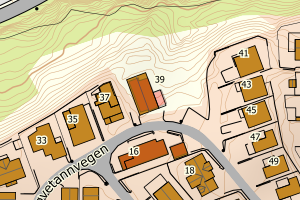 Kartbilde fra WMS-tjeneste av avviket