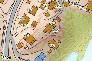 Kartbilde fra WMS-tjeneste av avviket