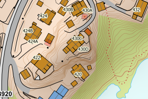 Kartbilde fra WMS-tjeneste av avviket