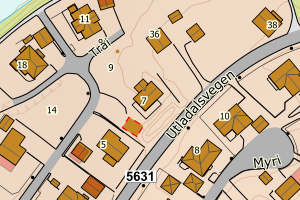 Kartbilde fra WMS-tjeneste av avviket