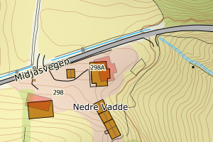 Kartbilde fra WMS-tjeneste av avviket