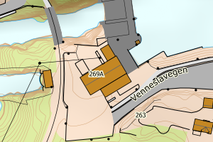 Kartbilde fra WMS-tjeneste av avviket
