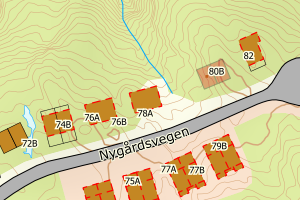 Kartbilde fra WMS-tjeneste av avviket