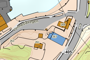 Kartbilde fra WMS-tjeneste av avviket