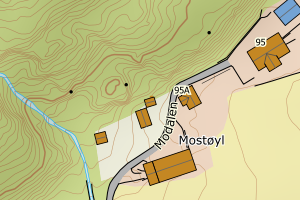 Kartbilde fra WMS-tjeneste av avviket