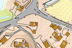 Kartbilde fra WMS-tjeneste av avviket