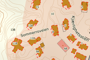 Kartbilde fra WMS-tjeneste av avviket