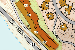 Kartbilde fra WMS-tjeneste av avviket