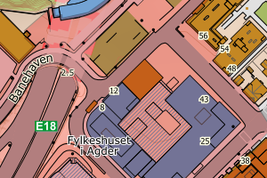 Kartbilde fra WMS-tjeneste av avviket