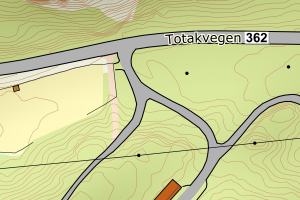 Kartbilde fra WMS-tjeneste av avviket