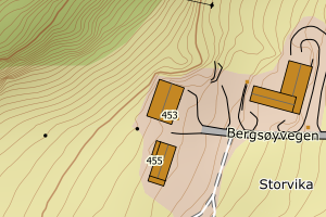 Kartbilde fra WMS-tjeneste av avviket