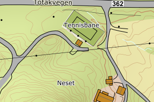 Kartbilde fra WMS-tjeneste av avviket