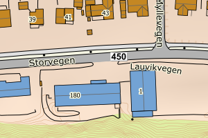 Kartbilde fra WMS-tjeneste av avviket