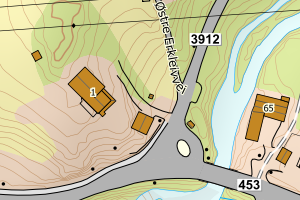Kartbilde fra WMS-tjeneste av avviket
