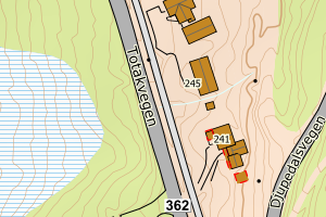Kartbilde fra WMS-tjeneste av avviket