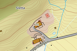 Kartbilde fra WMS-tjeneste av avviket