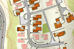 Kartbilde fra WMS-tjeneste av avviket