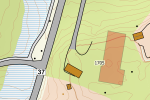 Kartbilde fra WMS-tjeneste av avviket