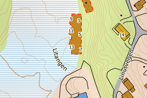 Kartbilde fra WMS-tjeneste av avviket