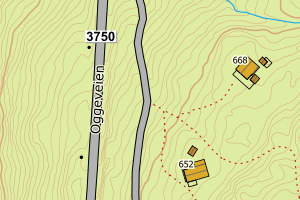 Kartbilde fra WMS-tjeneste av avviket