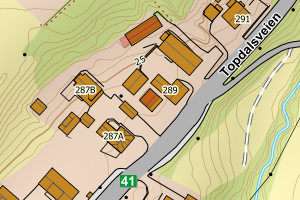Kartbilde fra WMS-tjeneste av avviket
