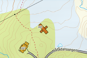 Kartbilde fra WMS-tjeneste av avviket